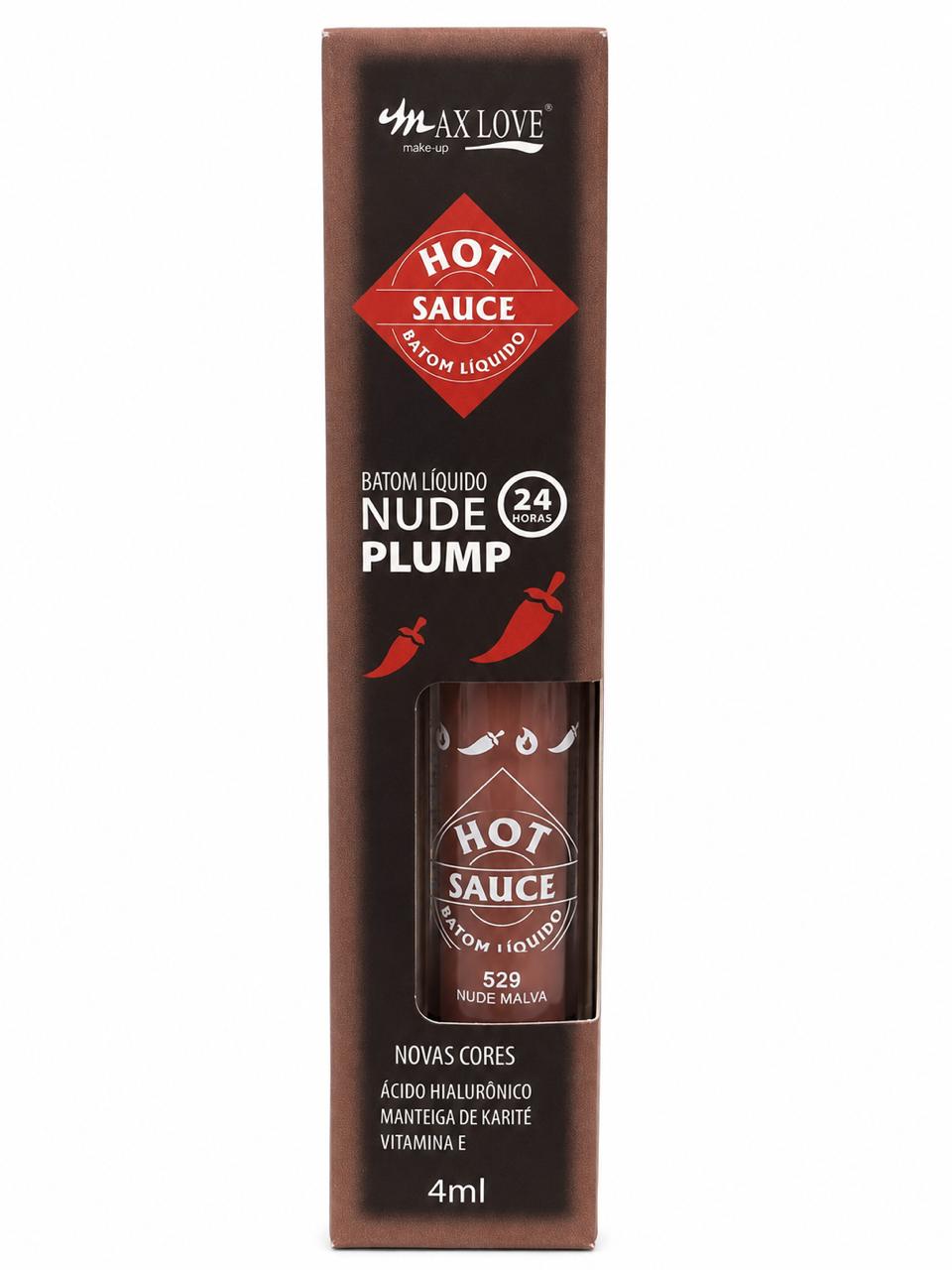 Batom Líquido Nude Plump Max Love Hot Sauce 24h Longa Duração