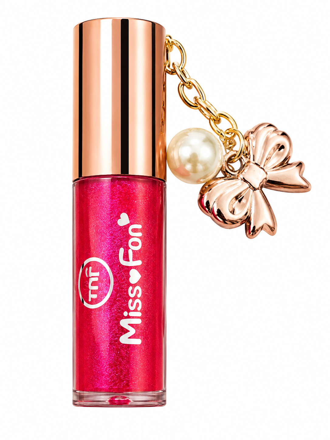 Gloss Labial Miss Fon com Brilho Cintilante e Pingente Decorativo