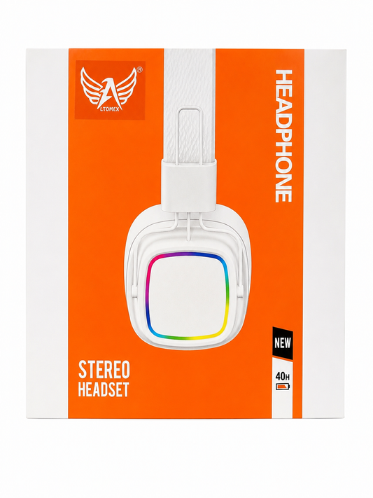 Fone de Ouvido Headphone AtomeX Stereo Headset com Iluminação LED e Autonomia de até 40 horas