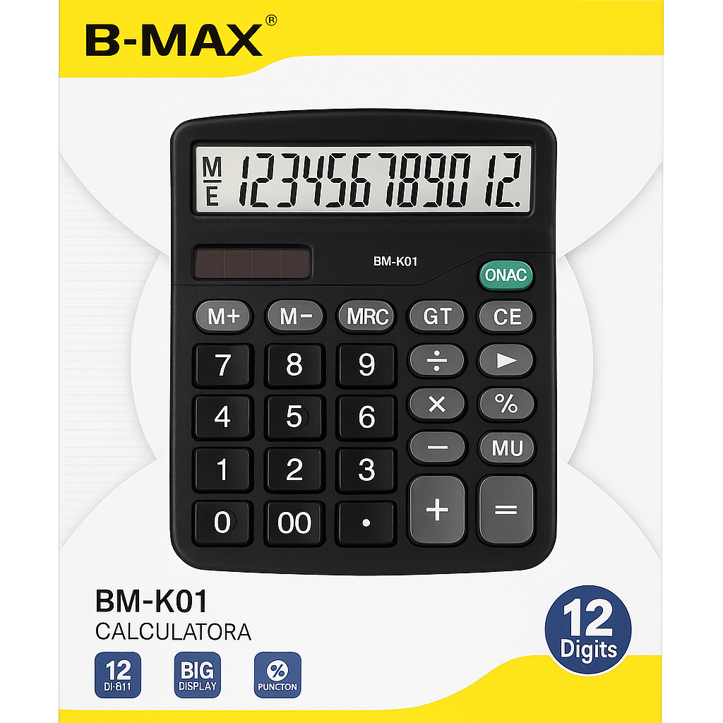 Calculadora B-MAX BM-K01 12 Dígitos com Display Grande