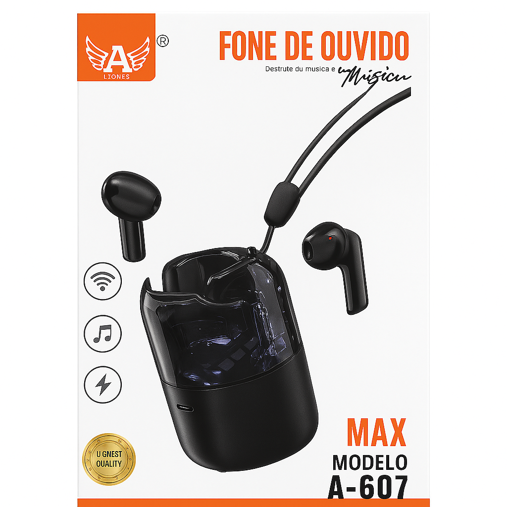Fone de Ouvido Sem Fio LTOMEX A-607 Max Modelo Bluetooth com Estojo