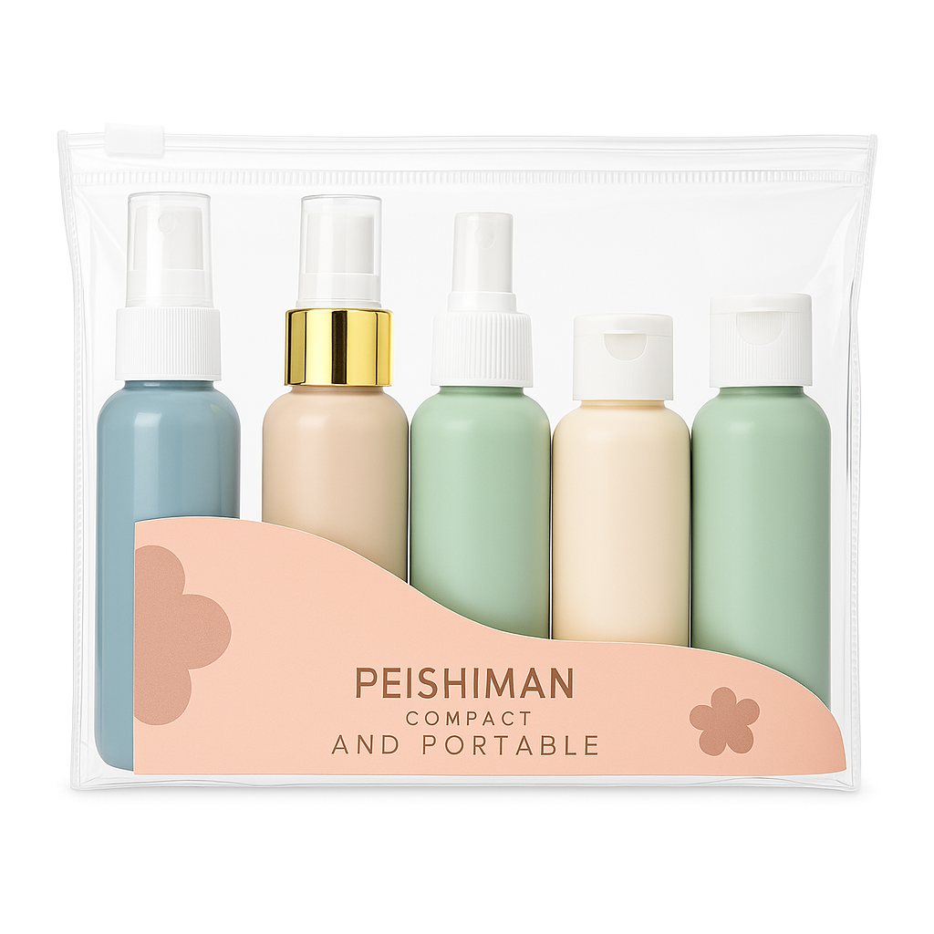 Kit Frascos Portáteis PEISHIMAN Compact And Portable para Viagem (5 peças)