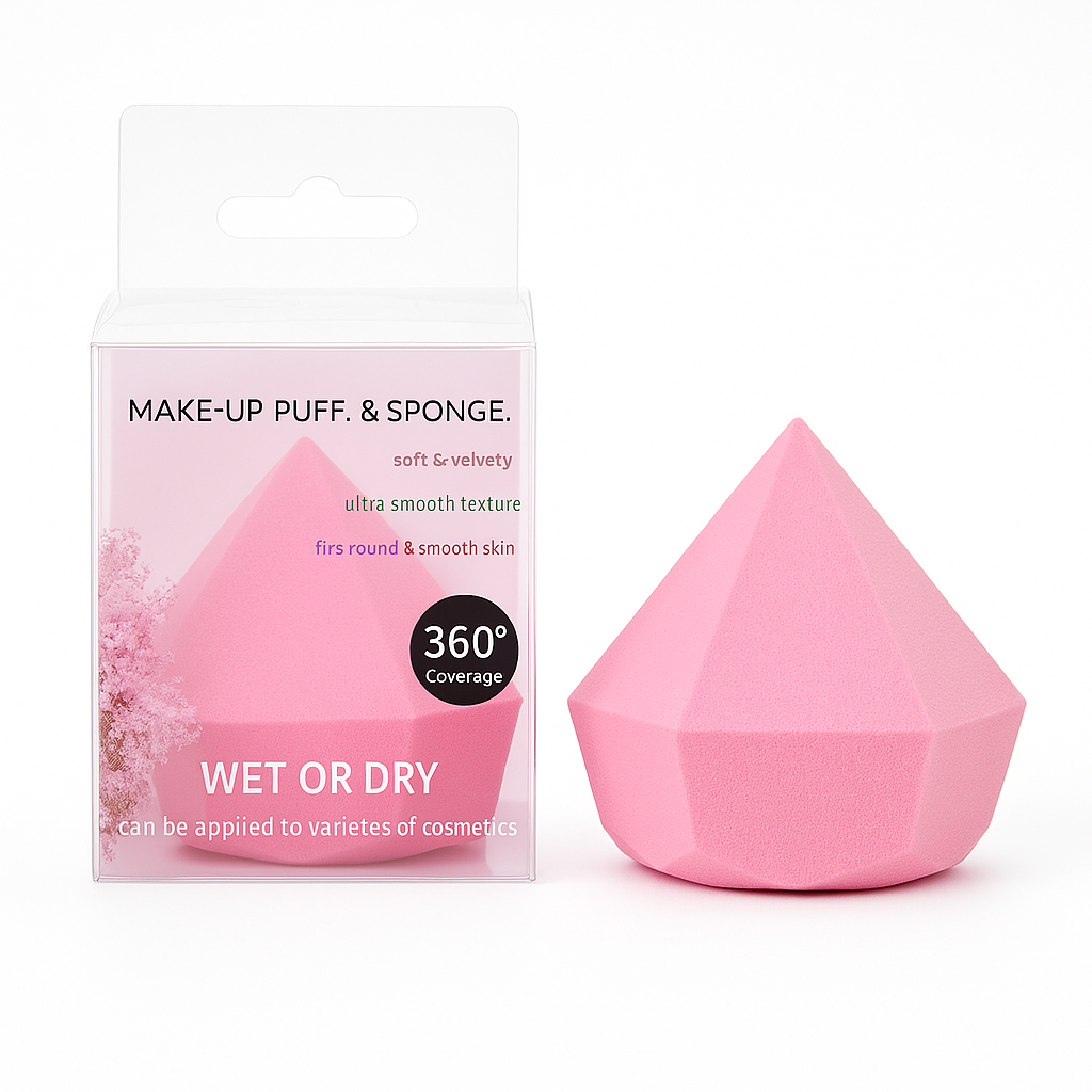 Esponja de Maquiagem Profissional Make-Up Puff & Sponge 360° Cobertura Wet or Dry