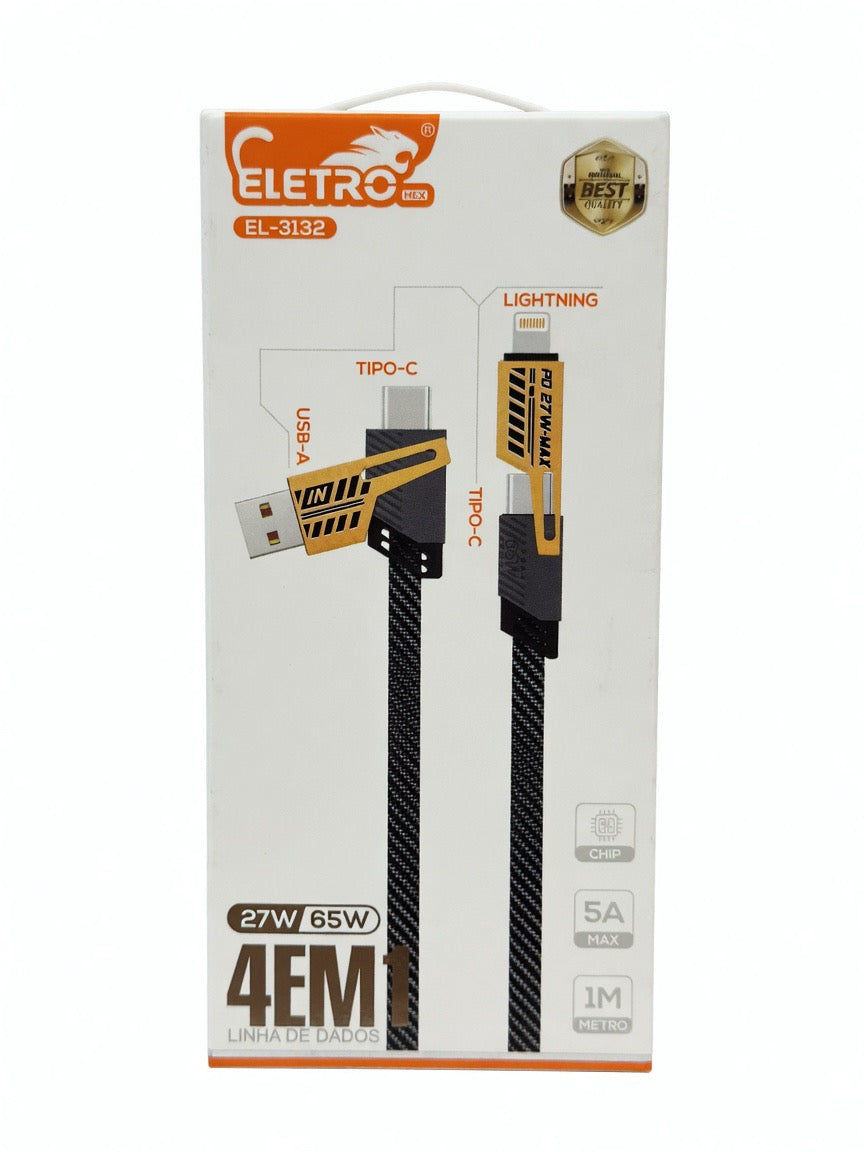 Cabo 4 em 1 - 65W Eletro Mex EL-3132 – 1 Metro
