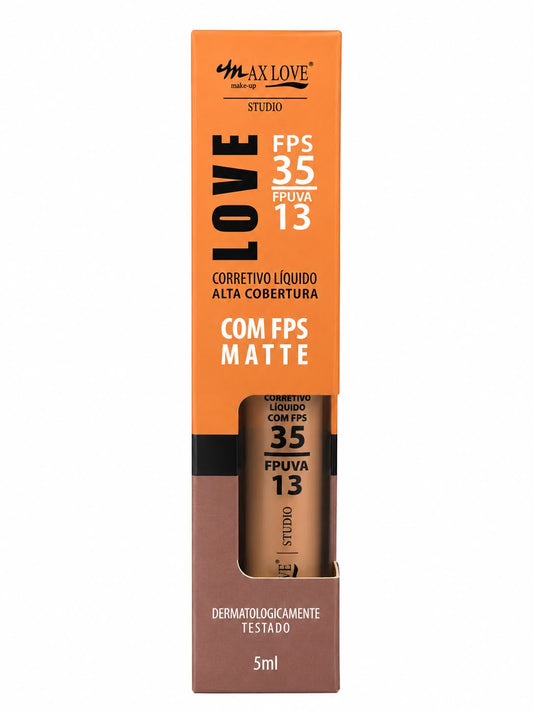 Corretivo Líquido Max Love Love Studio Alta Cobertura FPS 35 Matte 5ml