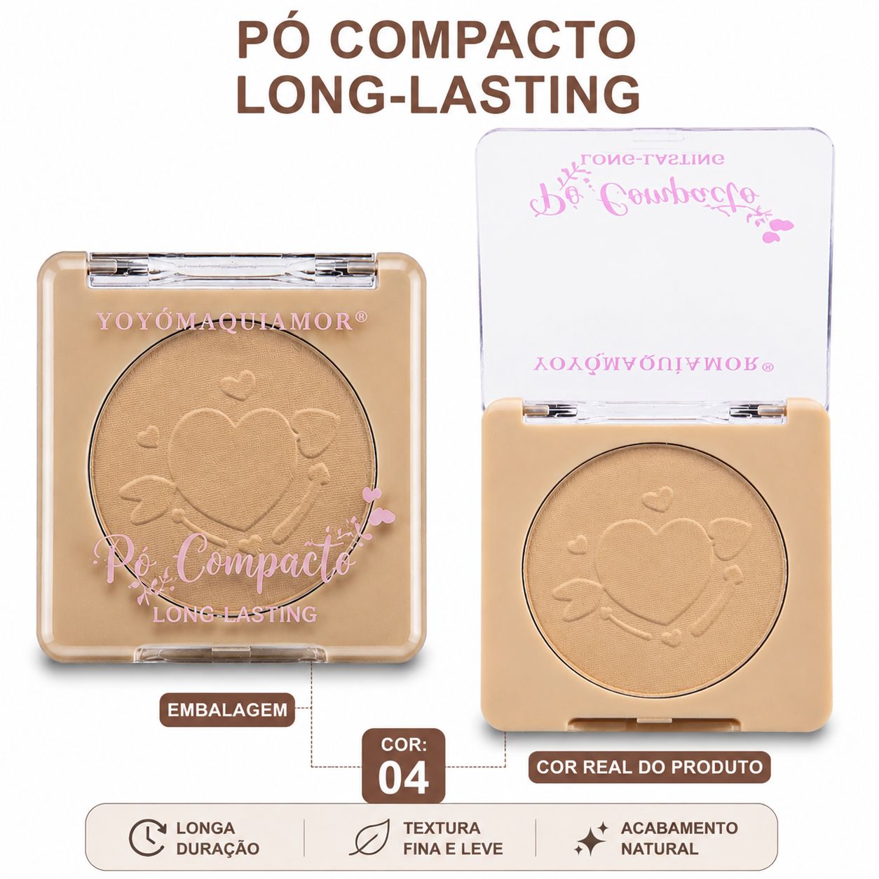 Pó Compacto Facial YoYo Maquia Amor Long Lasting