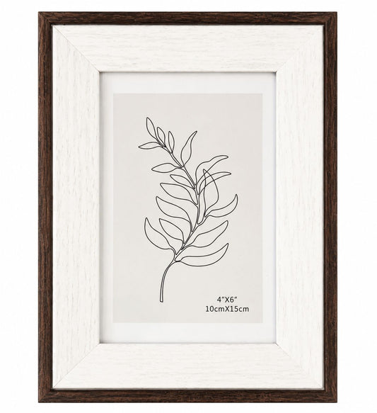 Porta Retrato 10x15cm Moldura com Borda Amadeirada Desenho Floral Minimalista