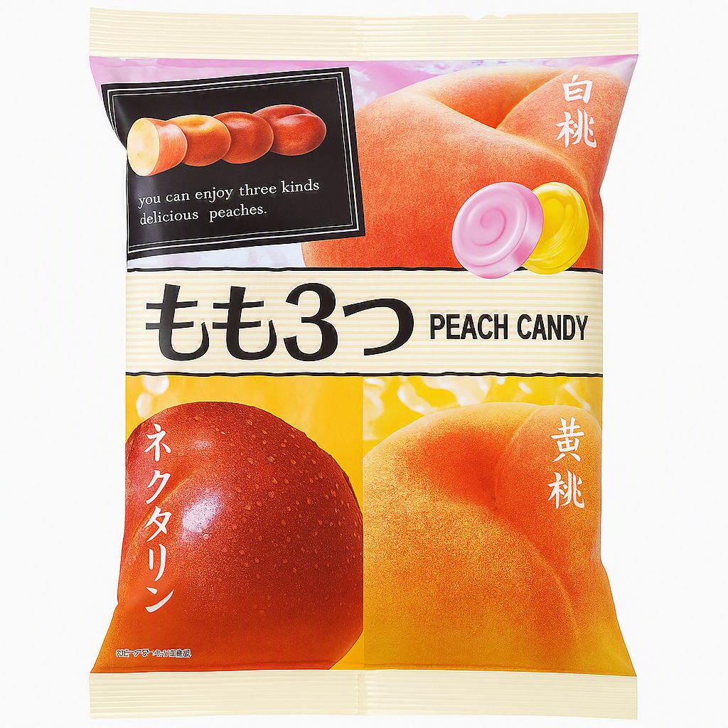 Bala Japonesa de Pêssego Mix 3 Sabores Peach Candy Importada
