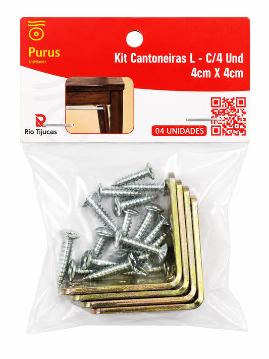 Kit Cantoneiras em L com Parafusos 4 Unidades Rio Tijucas