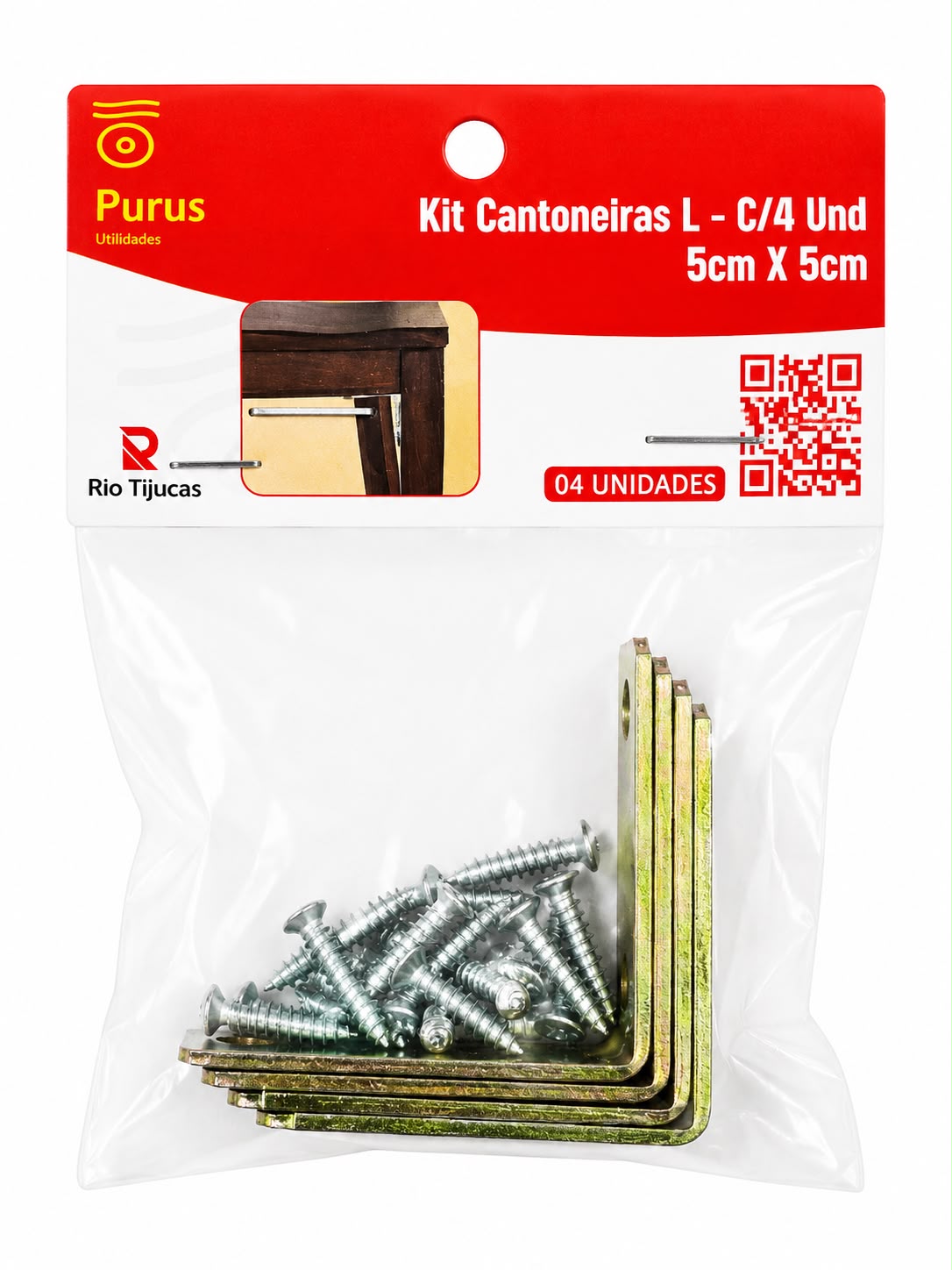 Kit Cantoneiras em L com Parafusos 4 Unidades Rio Tijucas