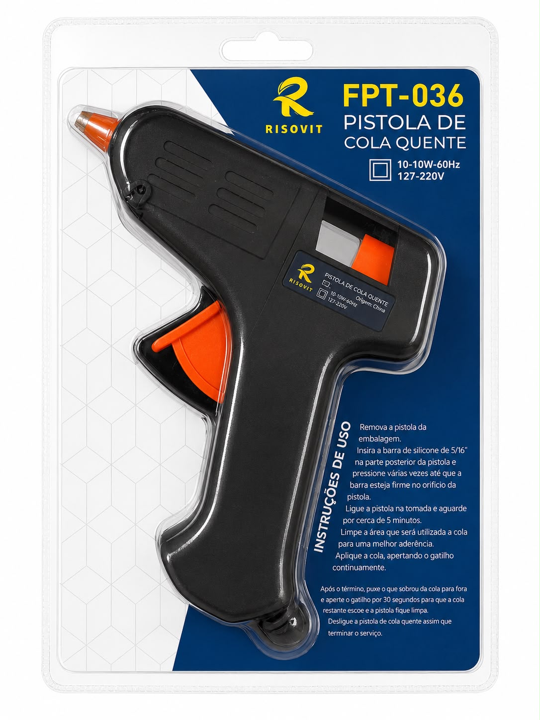 Pistola de Cola Quente Risovit FPT-042 40W Bivolt 127V/220V