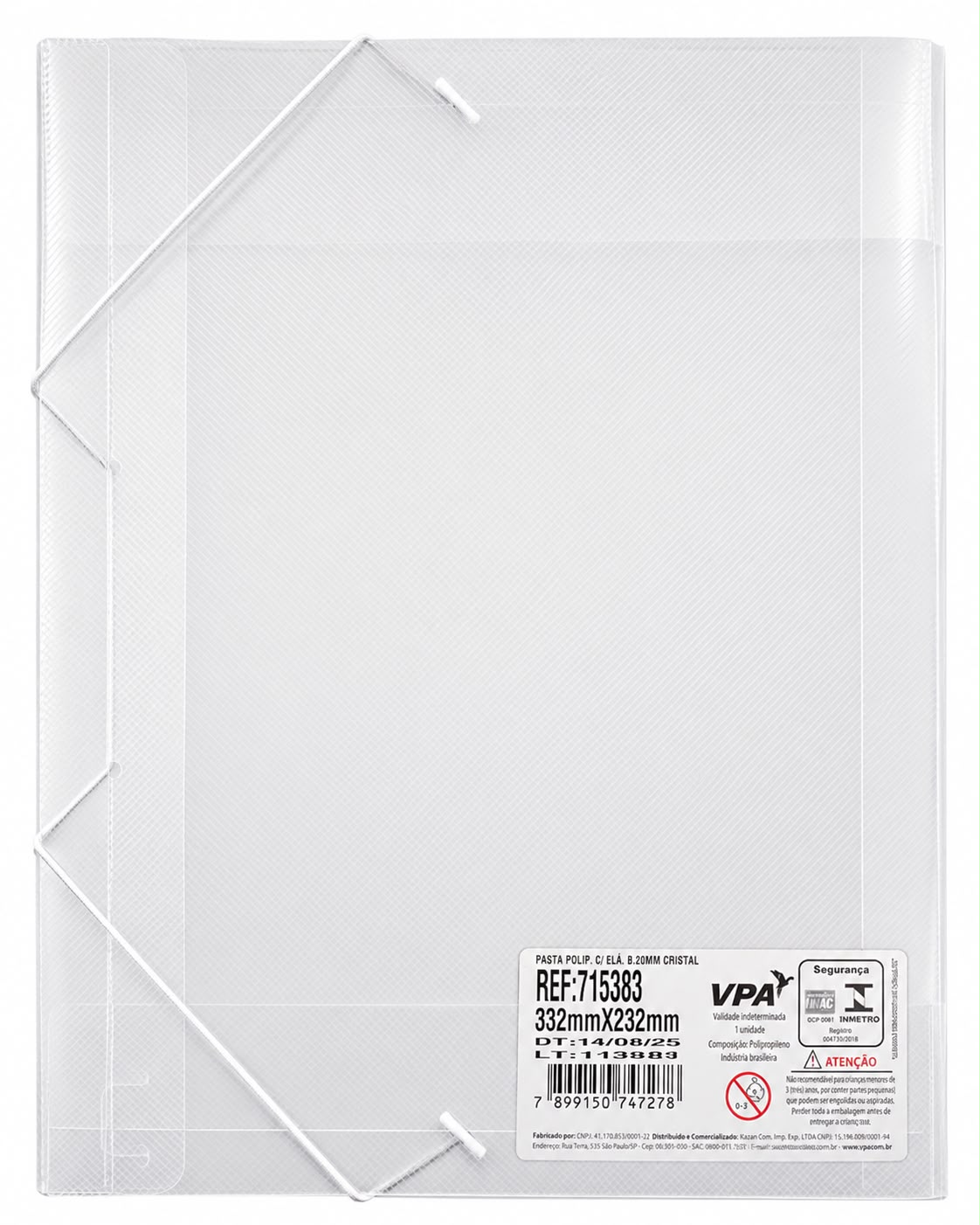 Pasta Ofício com Elástico DAC 504PP-FM 332x232mm Polipropileno 4,0mm