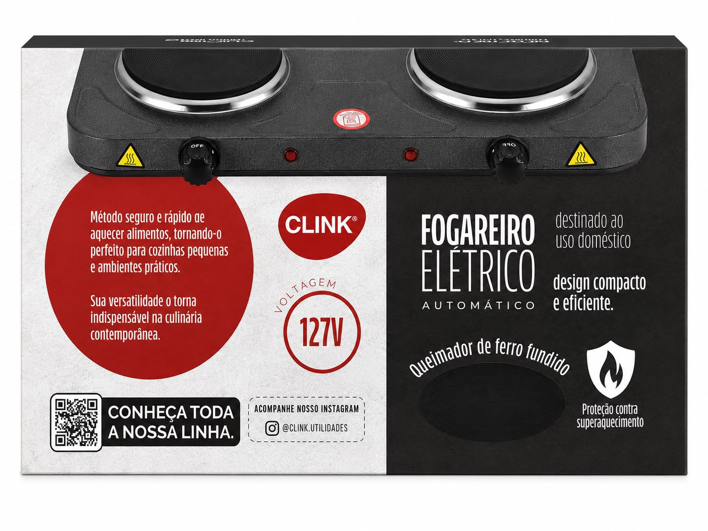 Fogareiro Elétrico Automático 2 Bocas 127V 2000W Clink