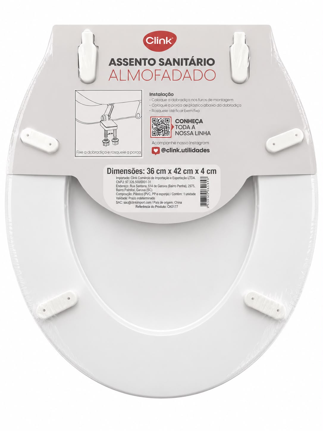 Assento Sanitário Almofadado Decorado Clink Estampa Azulejo Português