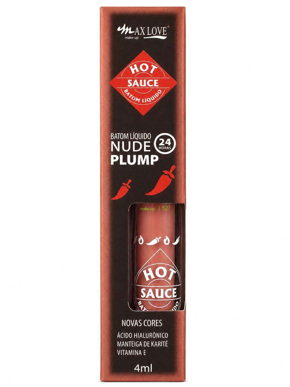 Batom Líquido Nude Plump Max Love Hot Sauce 24h Longa Duração
