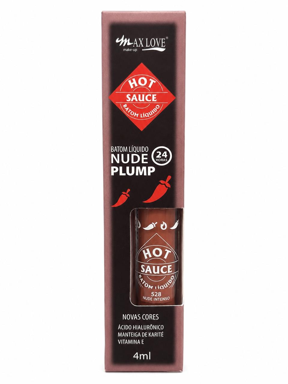 Batom Líquido Nude Plump Max Love Hot Sauce 24h Longa Duração