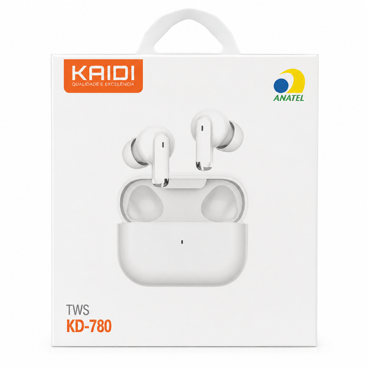 Fone de Ouvido Bluetooth KAIDI com Estojo e Carregamento Indutivo