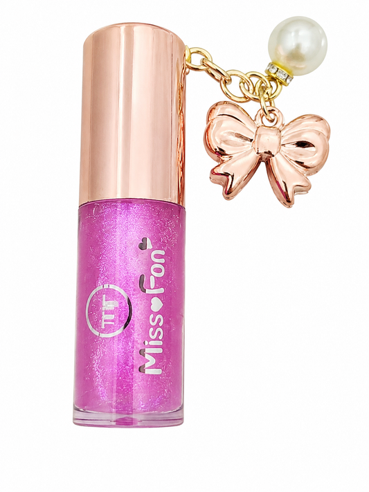 Gloss Labial Miss Fon com Brilho Cintilante e Pingente Decorativo