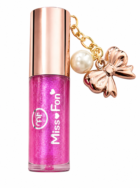 Gloss Labial Miss Fon com Brilho Cintilante e Pingente Decorativo