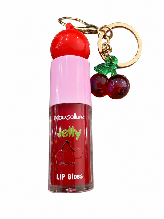 Lip Gloss Jelly Cherry Mocoallure com Chaveiro Decorativo de Cereja
