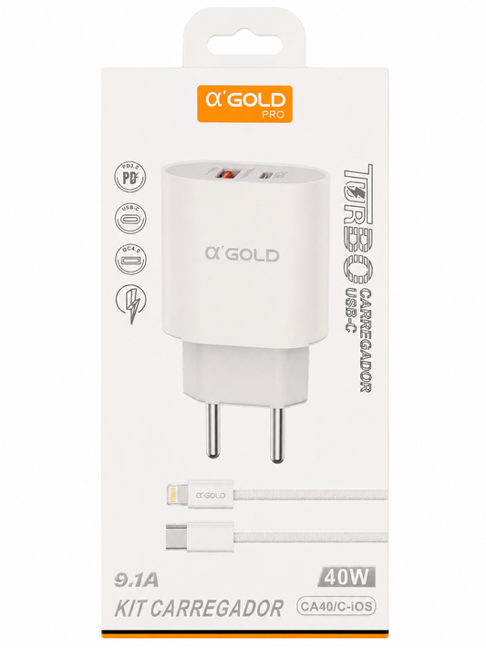 Carregador Turbo α'GOLD PRO CA40 – 9.1A PD + QC4.0