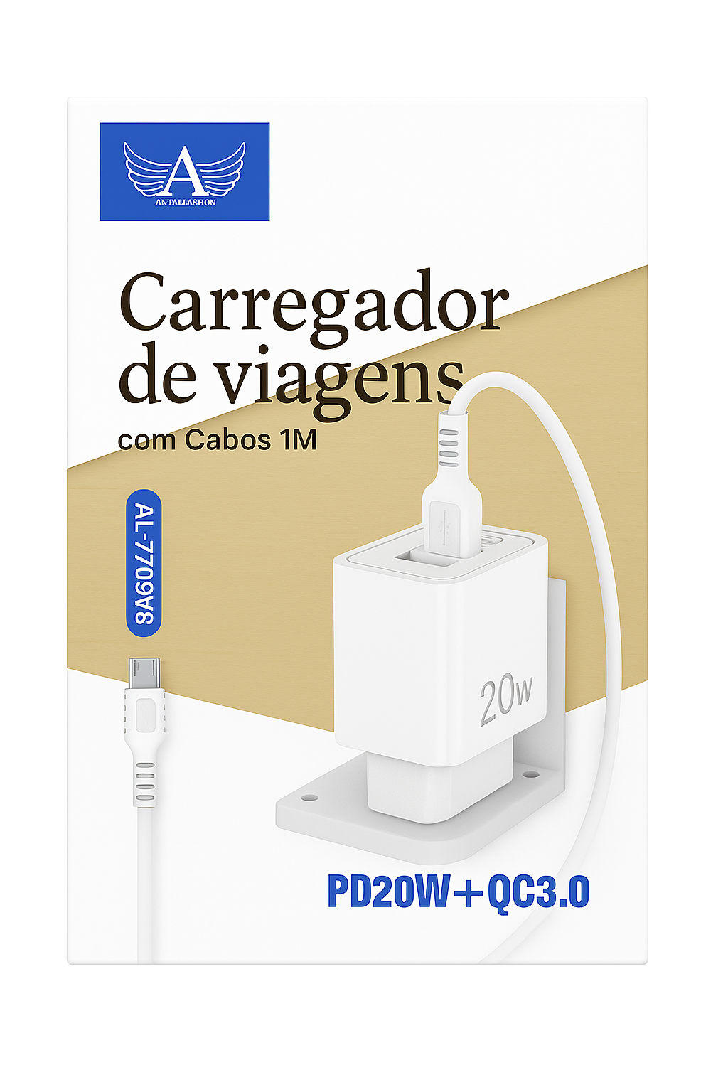 Carregador 20W PD + QC3.0 com Cabo 1M AL-7709-TY