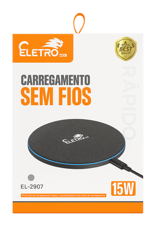 Carregador Sem Fio Wireless Eletro Mex EL-2907 15W Rápido