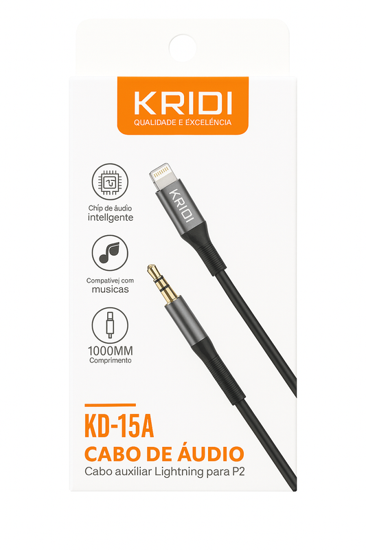 Cabo de Áudio para P2 3.5mm Kaidi KD-15A 1 Metro com Chip Inteligente