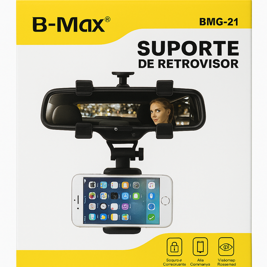 Suporte Veicular para Celular B-Max BMG-21 para Retrovisor com Fixação Segura