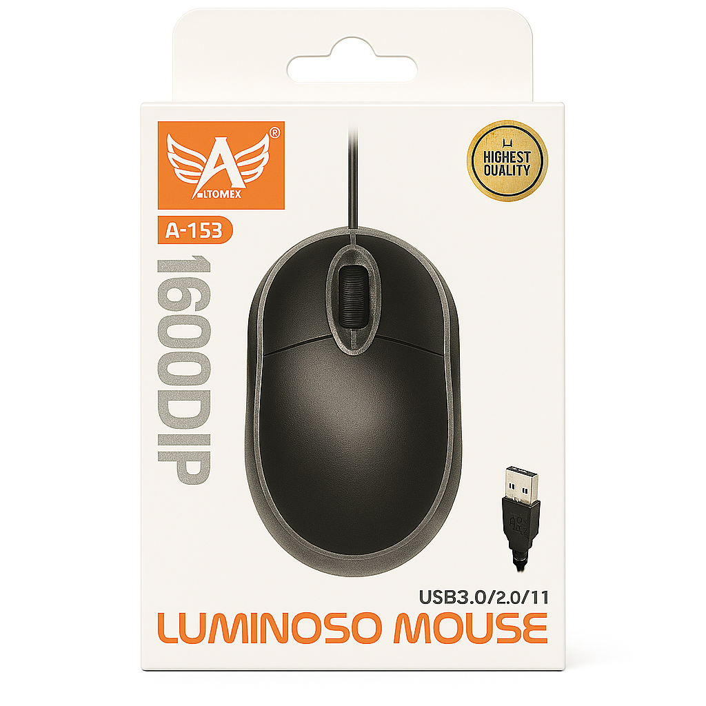 Mouse USB Óptico Luminoso A-Tomex A-153 Compatível USB 3.0