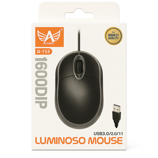 Mouse USB Óptico Luminoso A-Tomex A-153 Compatível USB 3.0