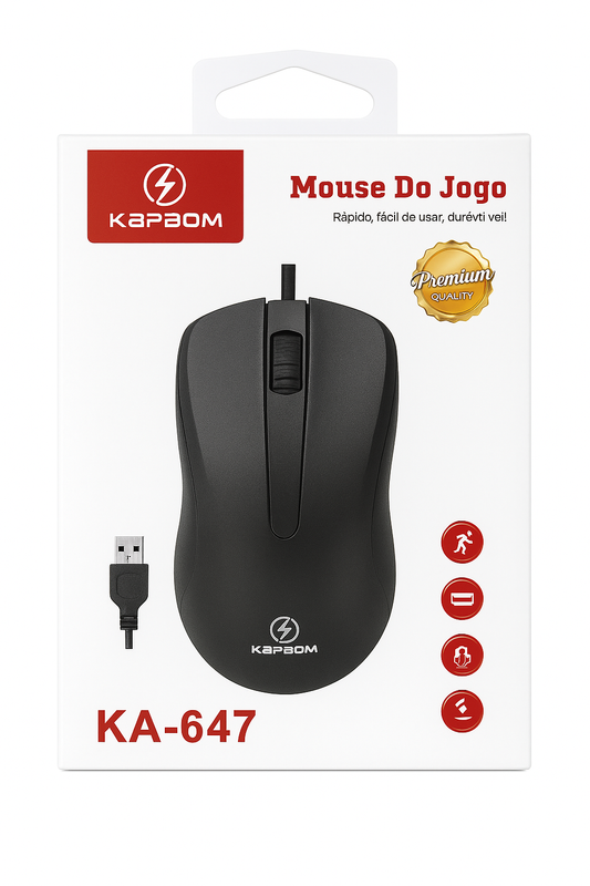 Mouse Gamer Com Fio Kapbom KA-647 USB Óptico Preto