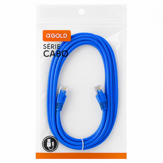 Cabo de Rede Ethernet RJ45 Azul α-Gold Série Cabo 3 Metros