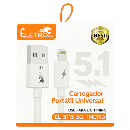 Cabo USB para Iphone (Lightning) Eletro Mex EL-3113-5G 1 Metro