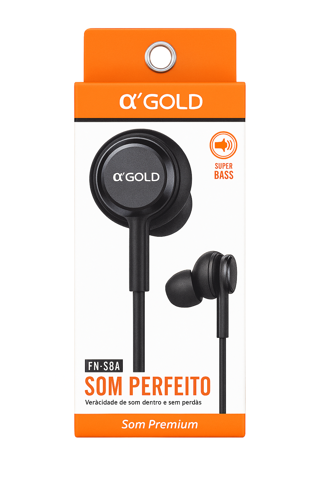 Fone de Ouvido Intra-Auricular α’Gold FN-S8A com Super Bass – Som Premium