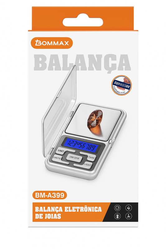 Balança Eletrônica de Joias Bommax BM-A399 Alta Precisão com Display Digital