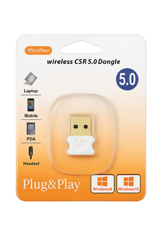 Adaptador USB Bluetooth 5.0 CSR Dongle Plug & Play para PC e Notebook