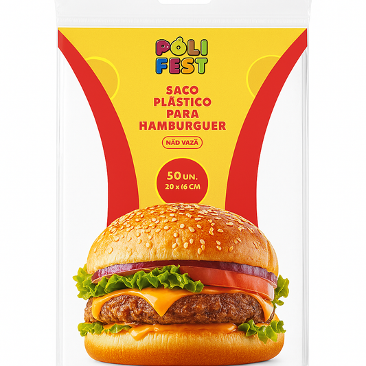 Saco Plástico para Hambúrguer Poli Fest 50 Unidades