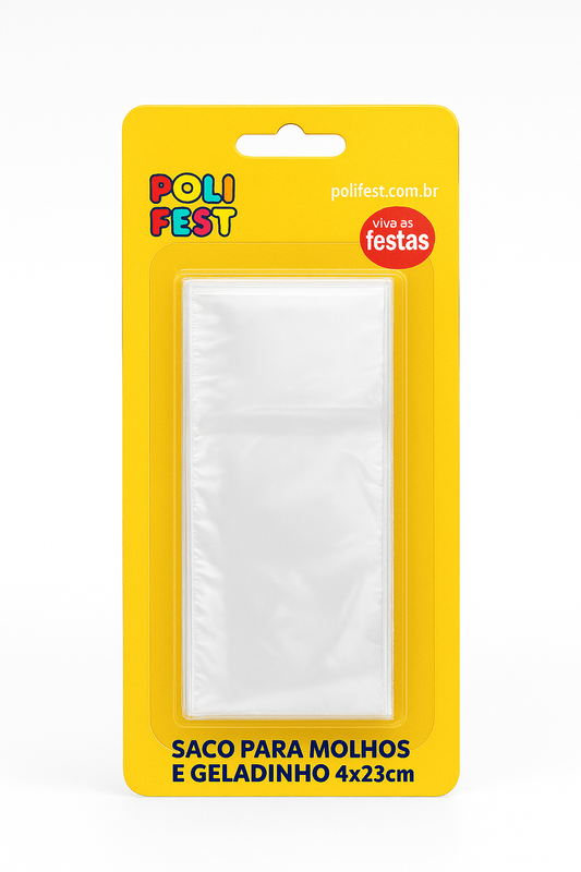 Saco Plástico para Molhos e Geladinho Poli Fest 4x23cm
