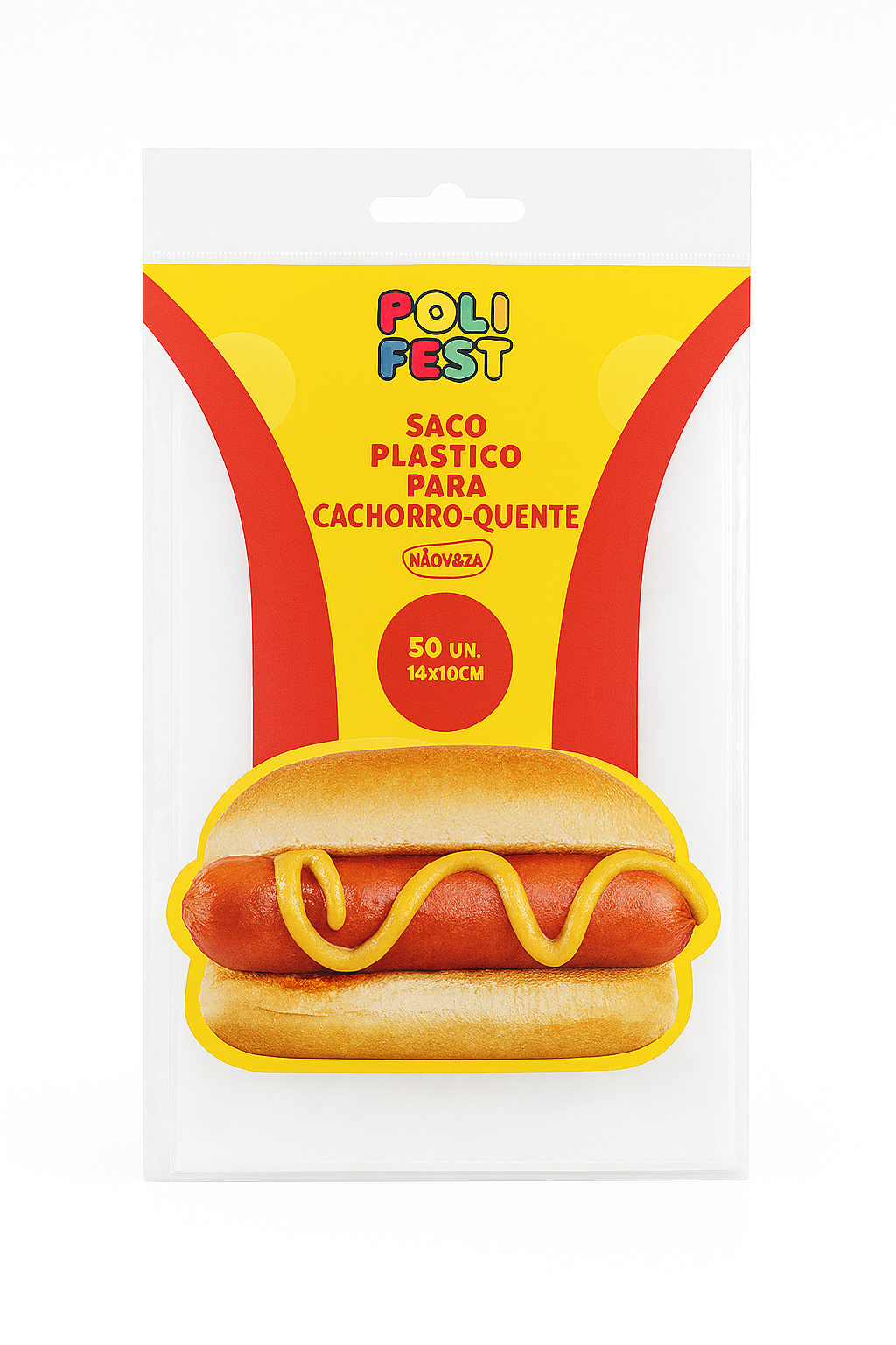 Saco Plástico para Mini Cachorro-Quente Poli Fest 50 Unidades