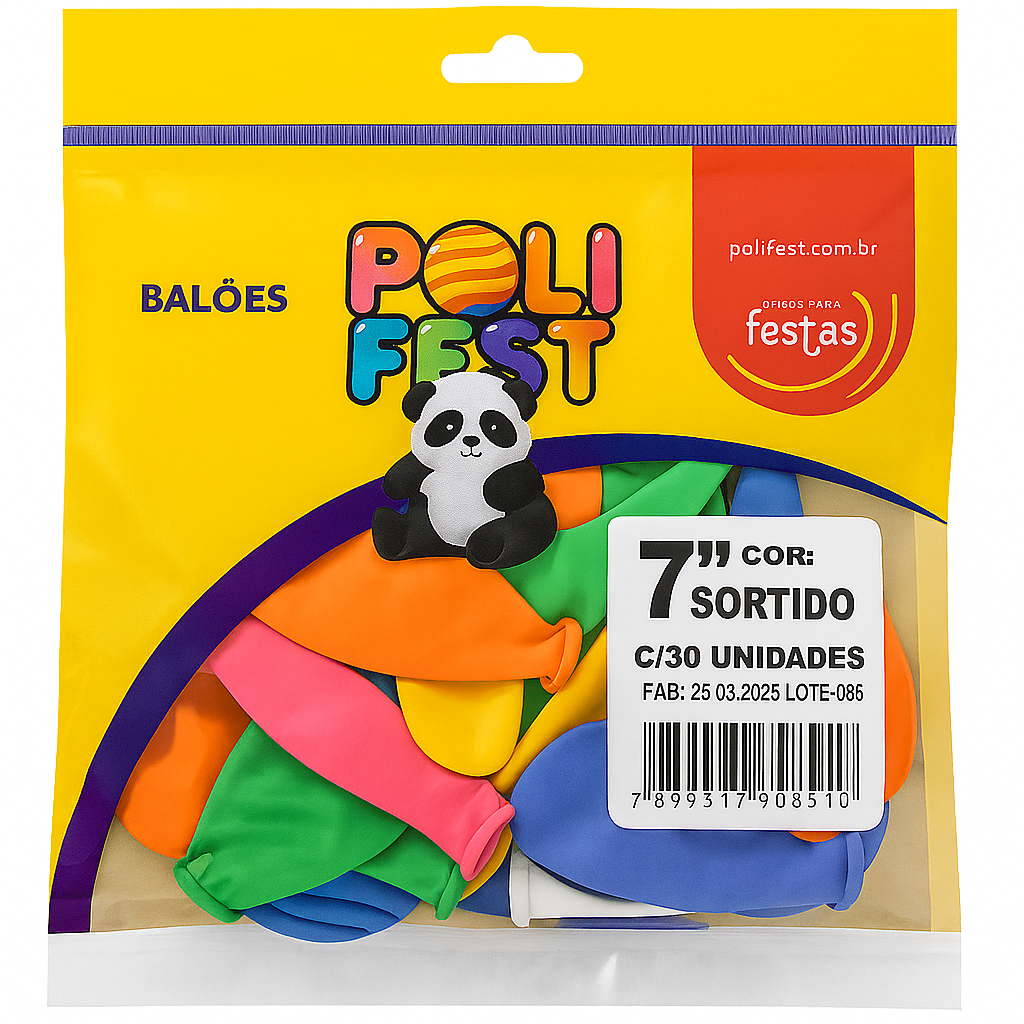 Balões Poli Fest 7” Pacote com 30 Unidades