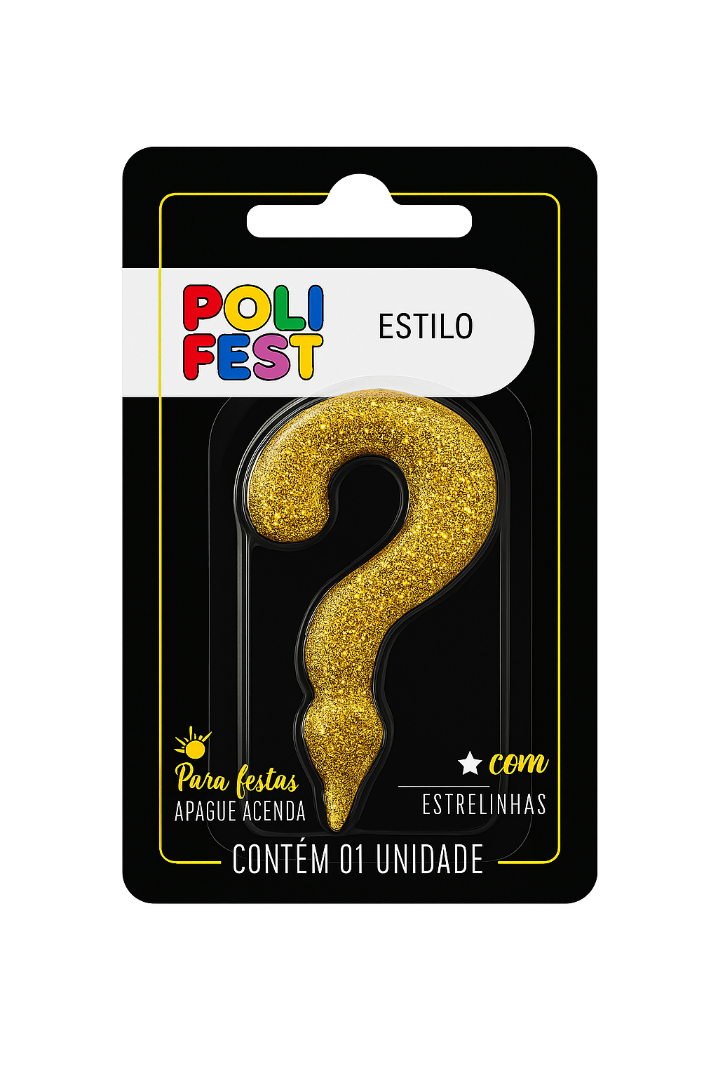Vela de Aniversário Número ? Glitter Poli Fest