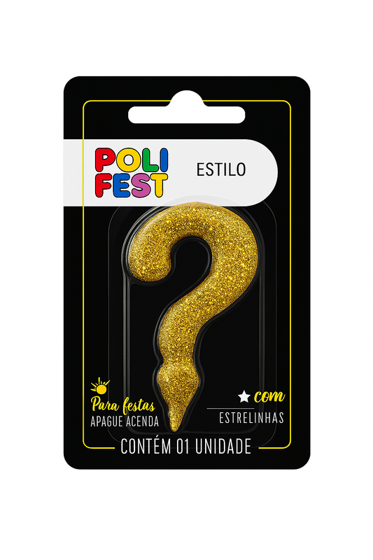 Vela de Aniversário Número ? Glitter Poli Fest