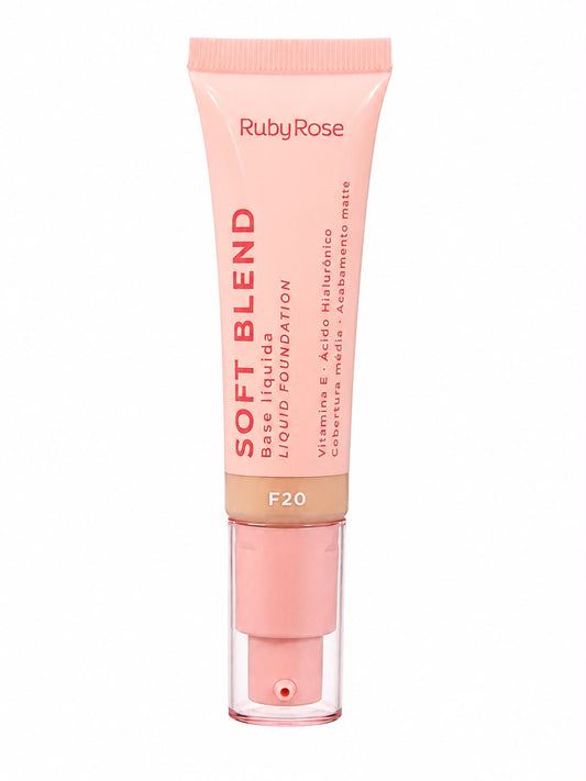 Base Líquida Ruby Rose Soft Blend com Ácido Hialurônico e Vitamina E
