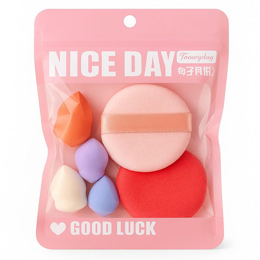 Kit Esponjas e Puffs de Maquiagem Nice Day Good Luck com Esponja Facial