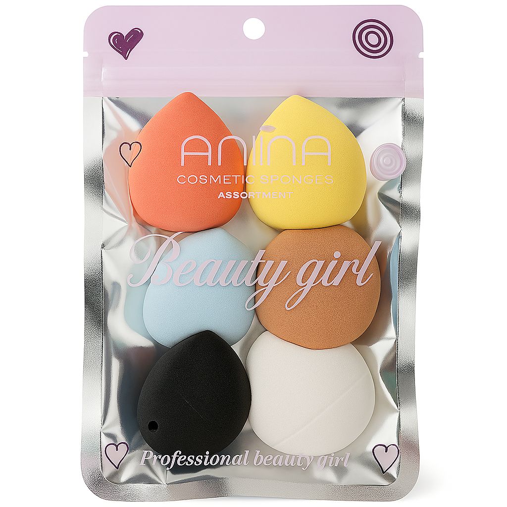 Kit Esponjas Cosméticas Aninne Beauty Girl com Puffs para Maquiagem