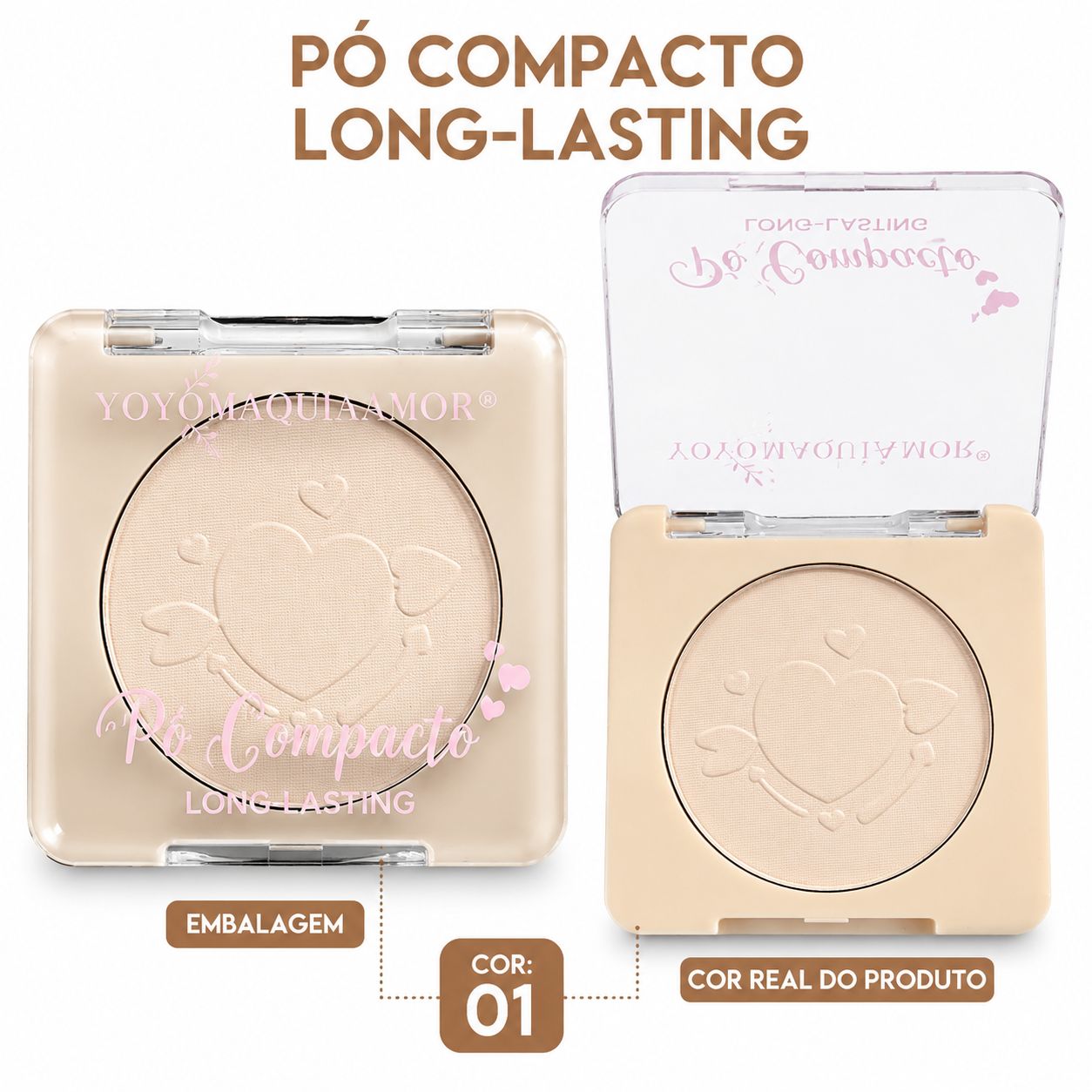Pó Compacto Facial YoYo Maquia Amor Long Lasting