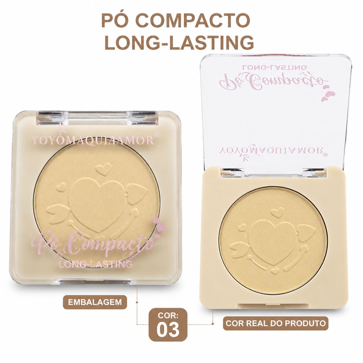 Pó Compacto Facial YoYo Maquia Amor Long Lasting