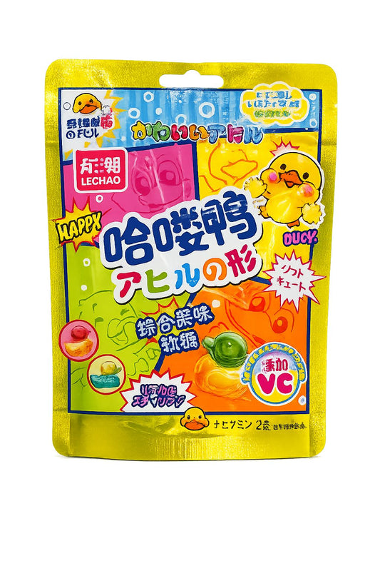 Bala de Gelatina Formato Pato Lechao Happy Duck Sabor Frutas Sortidas com Vitamina C 72g