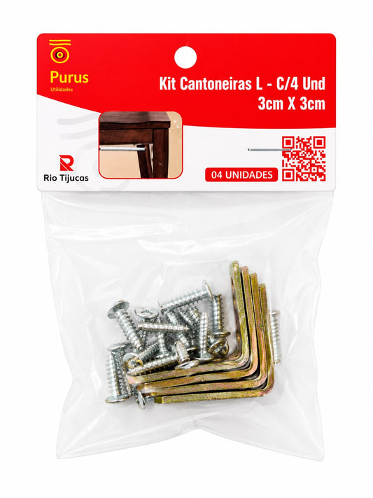 Kit Cantoneiras em L com Parafusos 4 Unidades Rio Tijucas